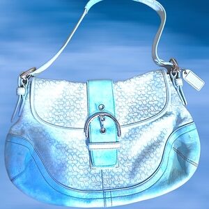 Elegant Blue and White Designer Shoulder Bag